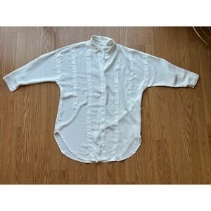 Vintage 1970's Sheer White Button Up